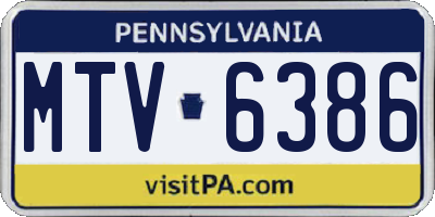PA license plate MTV6386