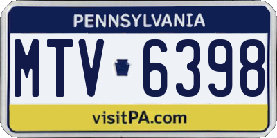 PA license plate MTV6398