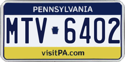 PA license plate MTV6402
