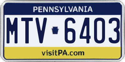 PA license plate MTV6403