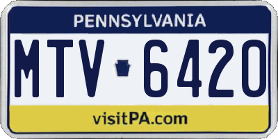 PA license plate MTV6420
