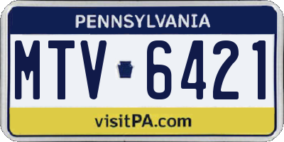 PA license plate MTV6421