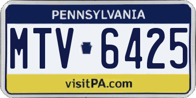 PA license plate MTV6425