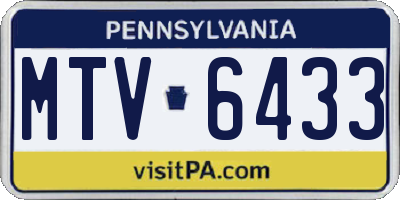 PA license plate MTV6433