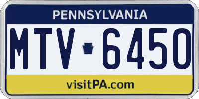 PA license plate MTV6450