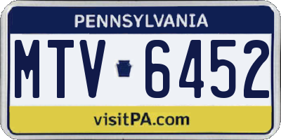 PA license plate MTV6452