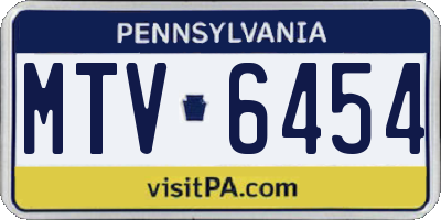 PA license plate MTV6454