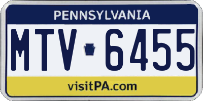 PA license plate MTV6455