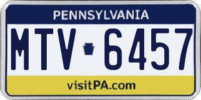 PA license plate MTV6457