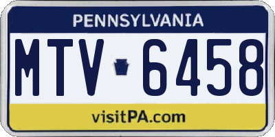PA license plate MTV6458