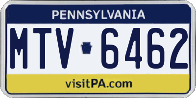 PA license plate MTV6462
