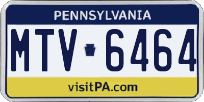 PA license plate MTV6464