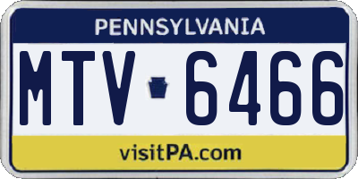 PA license plate MTV6466