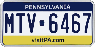 PA license plate MTV6467