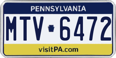 PA license plate MTV6472