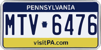 PA license plate MTV6476