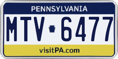 PA license plate MTV6477