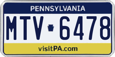 PA license plate MTV6478