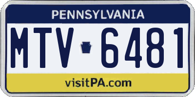 PA license plate MTV6481