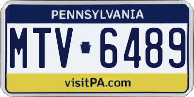 PA license plate MTV6489
