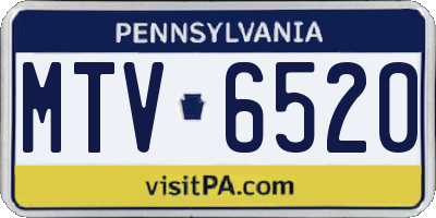 PA license plate MTV6520