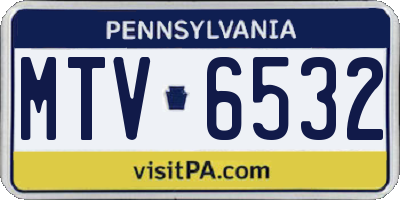 PA license plate MTV6532