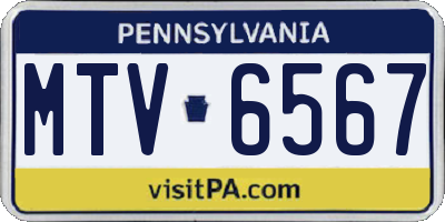 PA license plate MTV6567
