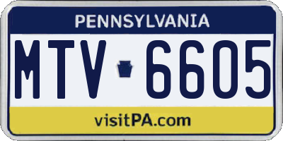 PA license plate MTV6605