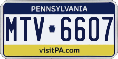 PA license plate MTV6607