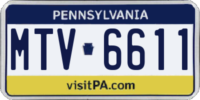 PA license plate MTV6611