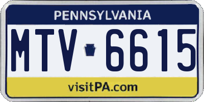 PA license plate MTV6615