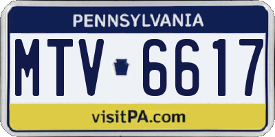 PA license plate MTV6617