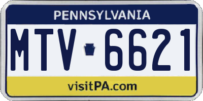 PA license plate MTV6621