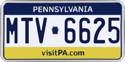 PA license plate MTV6625
