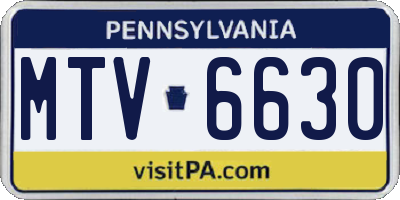 PA license plate MTV6630