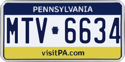 PA license plate MTV6634