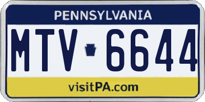 PA license plate MTV6644