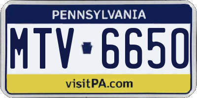 PA license plate MTV6650