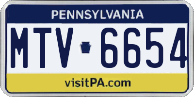 PA license plate MTV6654