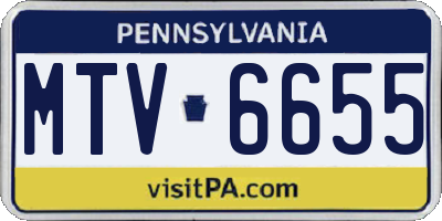 PA license plate MTV6655