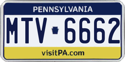 PA license plate MTV6662