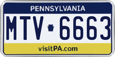 PA license plate MTV6663