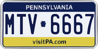 PA license plate MTV6667