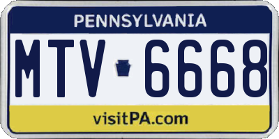 PA license plate MTV6668
