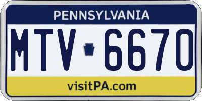 PA license plate MTV6670
