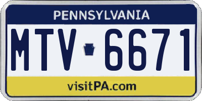PA license plate MTV6671