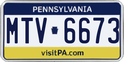 PA license plate MTV6673