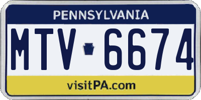 PA license plate MTV6674
