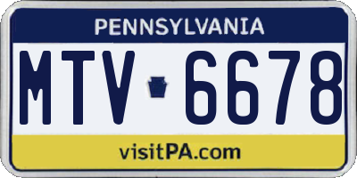PA license plate MTV6678