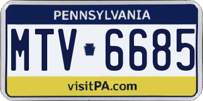 PA license plate MTV6685